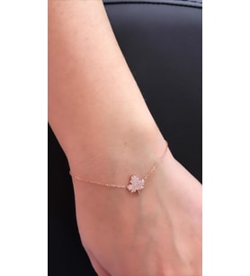 ROSE ZİRKON TAŞLI GÜMÜŞ YAPRAK BİLEKLİK