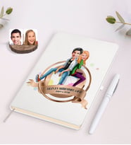 BK Gift Kişiye Özel Yılın En Mükemmel Çifti Karikatürlü Beyaz Defter ve Kalem Hediye Seti-35