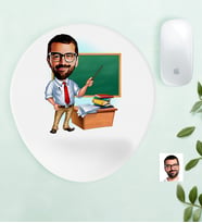 BK Gift Kişiye Özel Bay Öğretmen Karikatürlü Bilek Destekli Mouse Pad (Beyaz)