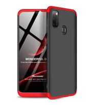 Microsonic Samsung Galaxy M21 Kılıf Double Dip 360 Protective Siyah Kırmızı