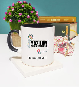 Yazılım Mühendisi Tasarımlı Kişiye Özel Yazılım Mühendisi Kupa Bardak Siyah