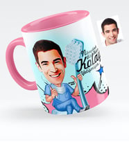 BK Gift Kişiye Özel Bay Diş Hekimi Karikatürlü Pembe Kupa Bardak  2