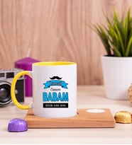 Canım Babam Ahşap Altlıklı Mumlu Sarı Kupa Bardak
