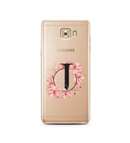 Pembe Çiçekli Harf Tasarım Süper Şeffaf Silikon Telefon Kılıfı Samsung C9 Pro J-