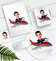 BK Gift Kişiye Özel Bay Uçuş Görevlisi Host Karikatürlü Defter Kalem Kupa Mouse Pad Seti (Model 1)