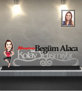 Kişiye Özel Sporcu Karikatürlü Kolay Yetişmiyor Ahşap Biblo Bayan-4