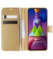 Microsonic Samsung Galaxy M51 Kılıf Delux Leather Wallet Gold