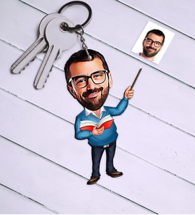 BK Gift Kişiye Özel Bay Öğretmen Karikatür Anahtarlık  3