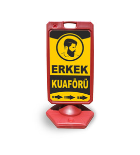 Erkek  Kuaför  Reklam ve Yönlendirme Uyari Dubasi A Tabela Kırmızı