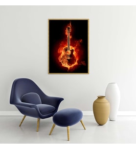 Alev Temalı Gitar Kanvas  Tablo