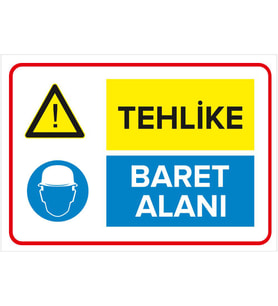 MIGNATIS - Tehlike - Baret Alanı Levhası - Sac Malzeme 50x70cm