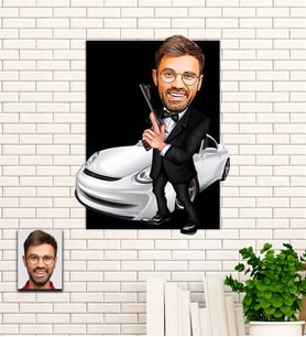 Kişiye Özel Hediye Patron  Karikatürlü Uv Baskılı  Ahşap Tablo