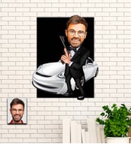 Kişiye Özel Hediye Patron  Karikatürlü Uv Baskılı  Ahşap Tablo