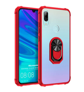 Microsonic Huawei Honor 10 Lite Kılıf Grande Clear Ring Holder Kırmızı