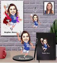Kişiye Özel Sporcu Karikatürlü 5 li Hediye Seti Bayan-2