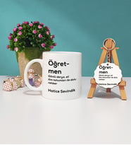 Öğretmen Kupa Bardak ve Ahşap Anahtarlık Seti