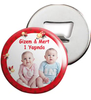 Kırmızı Puantiyeli Konsepti Açacaklı Magnet Kişiye Özel