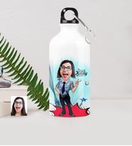 BK Gift Kişiye Özel Bayan Polis Karikatürlü Metal Suluk 500 Ml 1