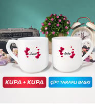 İkili İsme Özel Sevgililer Günü Hediyesi Kupa Bardak Oval