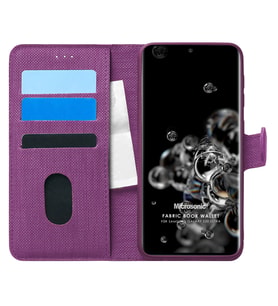 Microsonic Samsung Galaxy S20 Ultra Kılıf Fabric Book Wallet Mor