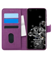 Microsonic Samsung Galaxy S20 Ultra Kılıf Fabric Book Wallet Mor