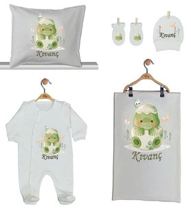 Pia Baby GL 1924-02 İsme Özel Beşli Tulum Set