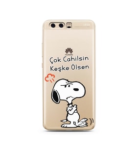 Snoopy Tasarımlı Süper Şeffaf Silikon Telefon Kılıfı Huawei P10 