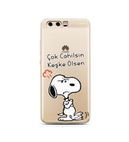 Snoopy Tasarımlı Süper Şeffaf Silikon Telefon Kılıfı Huawei P10 