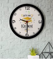 BK Gift Kişiye Özel En İyi Sınıf Öğretmeni Ahşap Duvar Saati-6 (Beyaz)