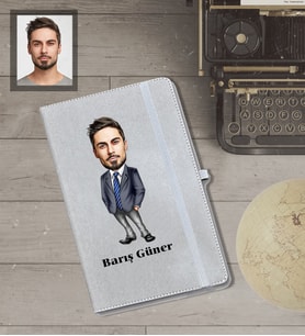 Kişiye Özel Öğretmen Karikatürlü Gri Defter Bay-7