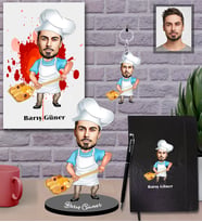 Kişiye Özel Frınıcı Karikatürlü 5 li Hediye Seti Bay-1