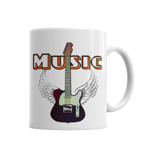 Guitar Music Gitar Müzik Kupa Bardak Porselen