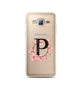 Pembe Çiçekli Harf Tasarım Süper Şeffaf Silikon Telefon Kılıfı Samsung J3 (2016)