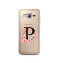 Pembe Çiçekli Harf Tasarım Süper Şeffaf Silikon Telefon Kılıfı Samsung J3 (2016)