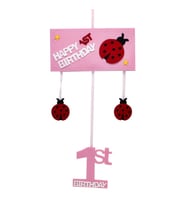 1 Yaş Uğur Böcekli Keçe Avize Süs - Pembe - 57,00 cm. (STD)
