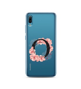 Pembe Çiçekli Harf Tasarım Süper Şeffaf Silikon Telefon Kılıfı Huawei Y6 2019 O-