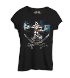 Assassin's Creed 4 Siyah Kadın Tshirt