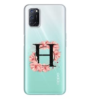 Pembe Çiçekli Harf Tasarım Süper Şeffaf Silikon Telefon Kılıfı Oppo A52-A72 H-Ha