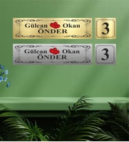 Kişiye Özel Kapı İsimliği Kalpli Model 15 Gold Ve Gümüş Seçenekli (Gümüş)