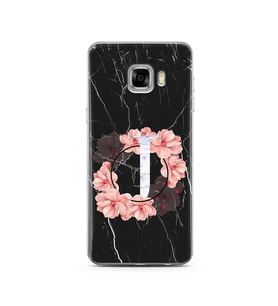 Mermer Çiçekli Harf Tasarım Süper Şeffaf Silikon Telefon Kılıfı Samsung C5   J-H