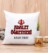 Adalet Öğretmeni Yastık ve Gold Kupa Bardak
