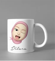 Emoji Kız Tesettürlü Stiker Kupası Kişiye Özel