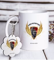 BK Gift Kişiye Özel Mesleki Kara Kuvvetleri Beyaz Kupa ve Anahtarlık Hediye Seti (Model 1)