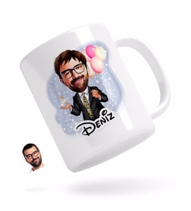 BK Gift Kişiye Özel Erkek Doğum Günü Karikatürlü Beyaz Kupa Bardak-3