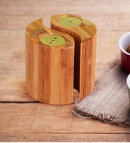 BK Gift Kişiye Özel Bambu Tuzluk  Biberlik