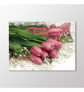 Arty Tablo Pembe Lale Buketi Tablo (Karışık)