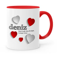 BK Gift Kişiye Özel Sevgili İsim Anlamı Kırmızı Kupa Bardak  2
