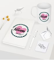 BK Gift Kişiye Özel Canım Annem Beyaz Defter Kalem Kupa Ayna Seti - 10 (Model 1)