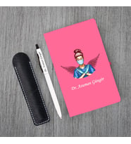 Kişiye Özel Doktor Seti Pembe Defter Metal & Beyaz Tükenmez Kalem