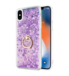 Microsonic Apple iPhone XS Max Kılıf Glitter Liquid Holder Mor